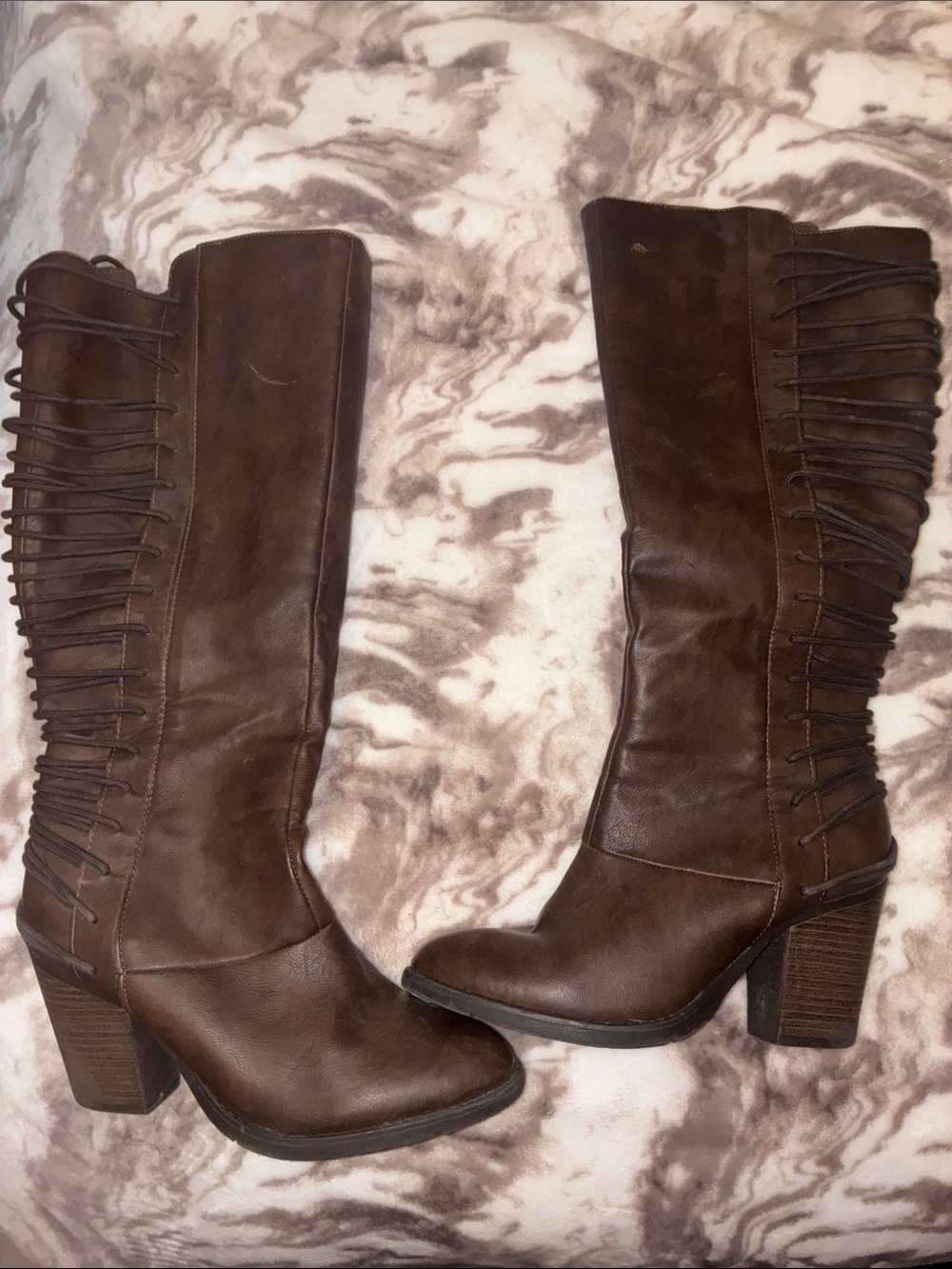 Target Dark Brown Over-the-Knee Lace-Up Block Heel Boots